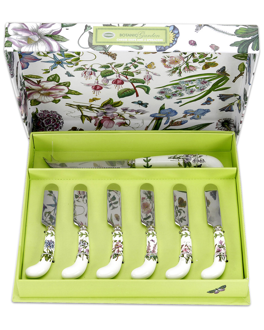 Shop Portmeirion Botanic Garden Cheese Knife & Spreaders (set Of 7) In White