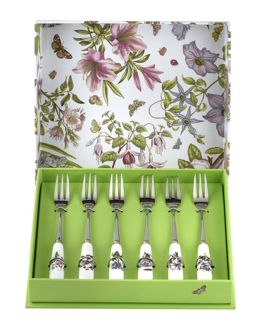 Portmeirion Botanic Garden Pastry Forks (set Of 6) In White