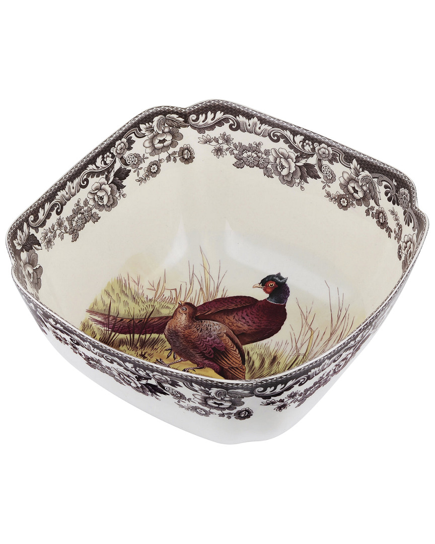 Spode Woodland Pheasant Deep Square Serving Bowl