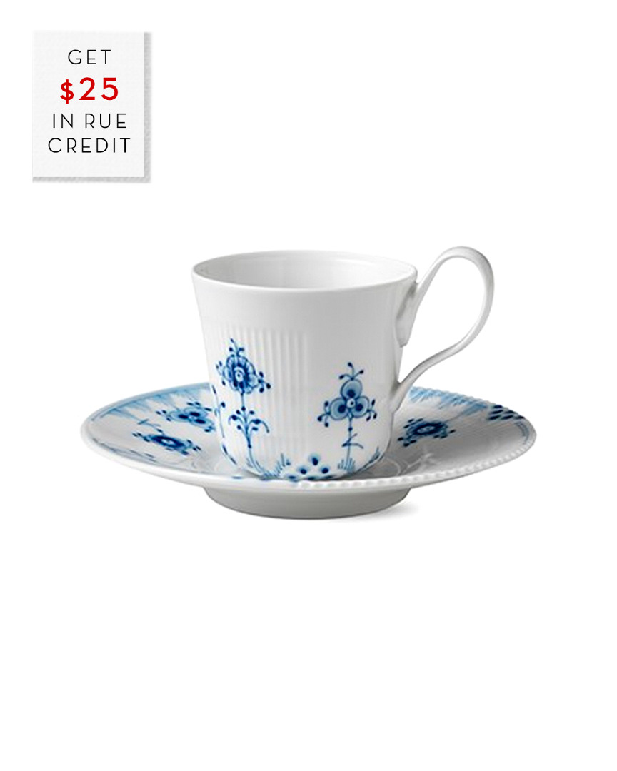 Royal Copenhagen 8.5oz Blue Elements High Handle Cup & Saucer With $25 Credit