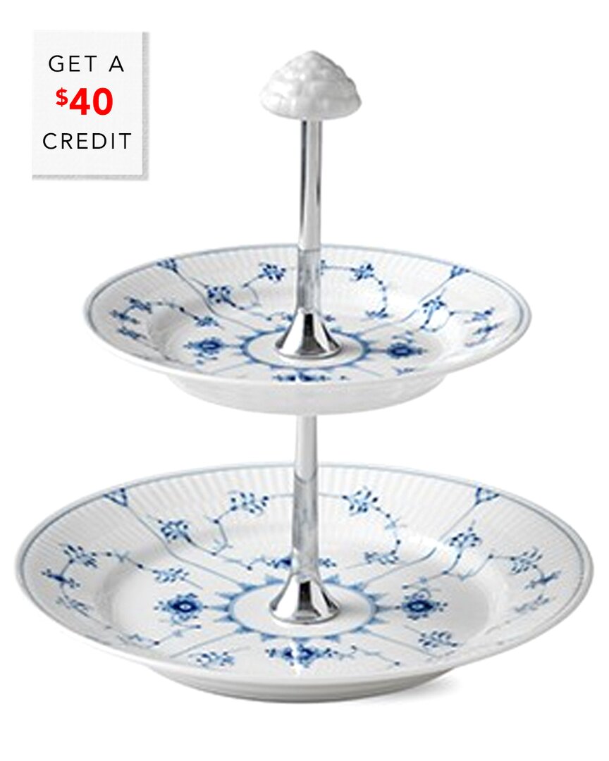 Royal Copenhagen Blue Fluted Plain 2 Tier Etagere