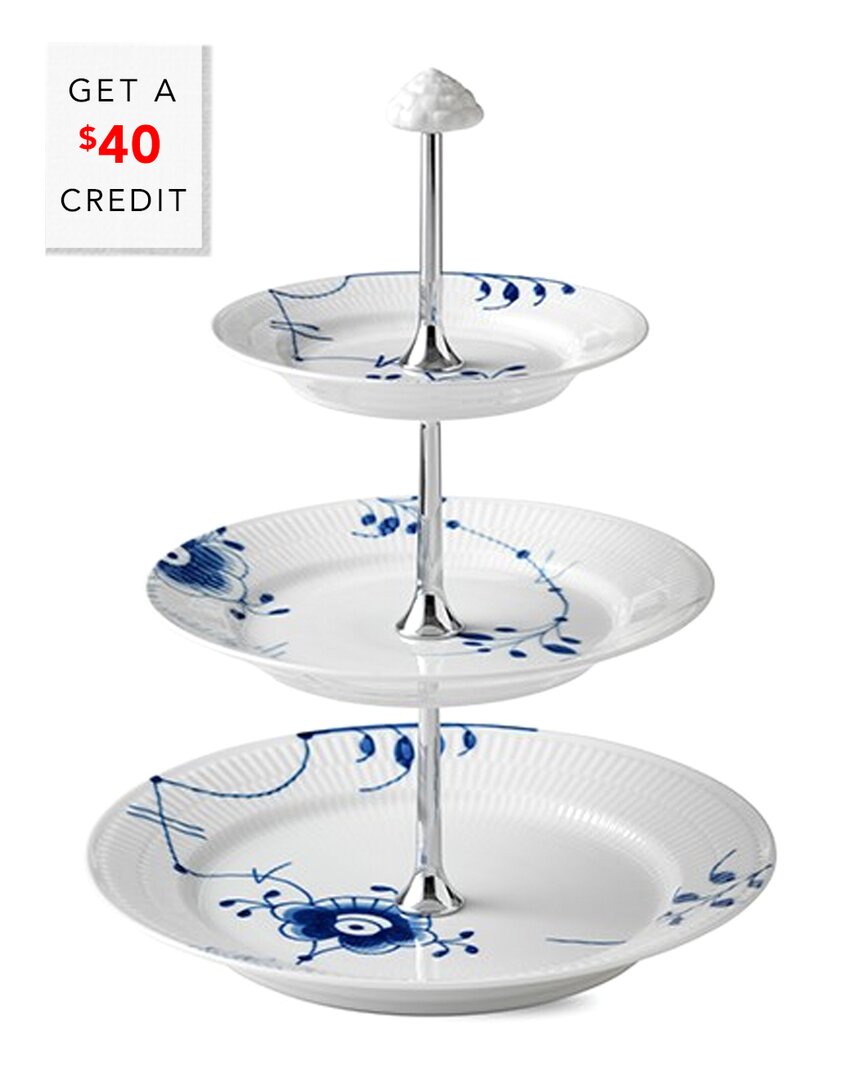 Royal Copenhagen Blue Fluted Mega 3-tier Etagere In Multi