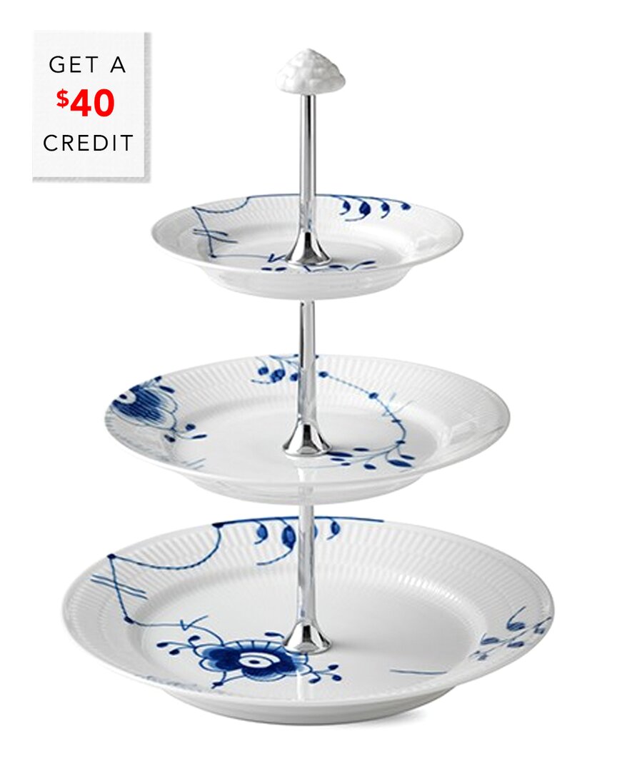 Shop Royal Copenhagen Blue Fluted Mega 3 Tier Etagere With $40 Credit