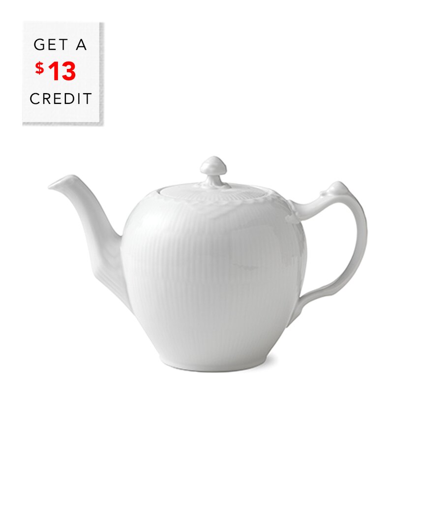 Royal Copenhagen White Fluted Half Lace Tea Pot