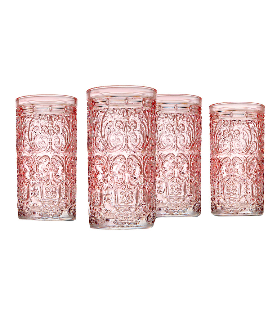 Godinger Set Of 4 Jax Pink Highball Glasses