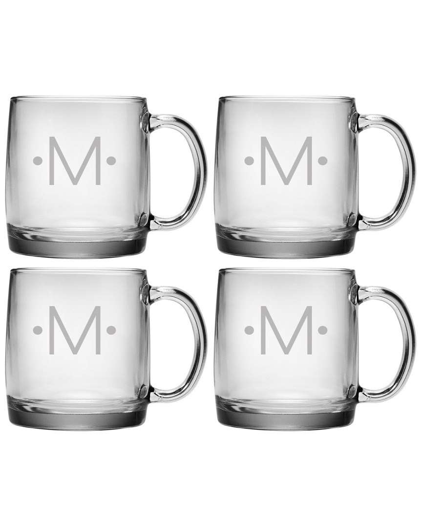 Susquehanna Glass Monogrammed Set Of 4 Dot Coffee Mugs, (a-z)