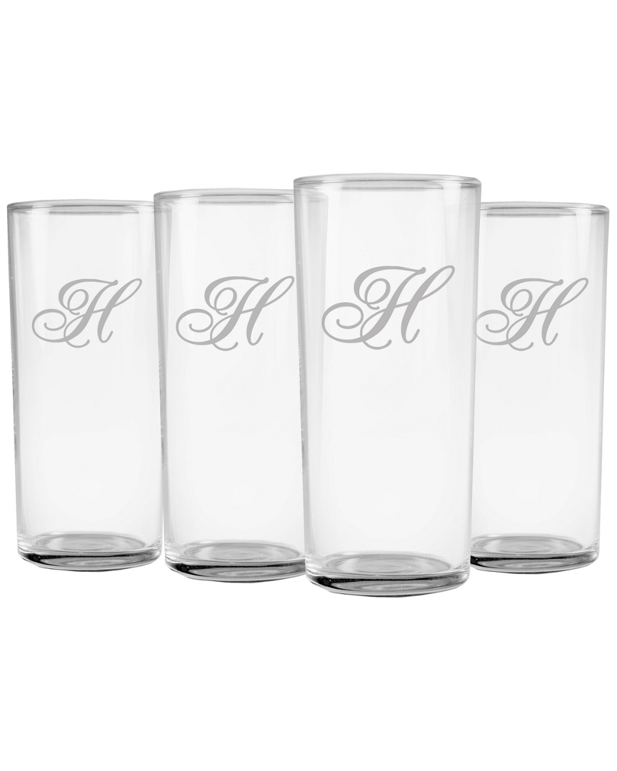 Susquehanna Glass Monogrammed Set Of Four Champlain Slim Hi Ball Glass Monogrammedes, (a-z)