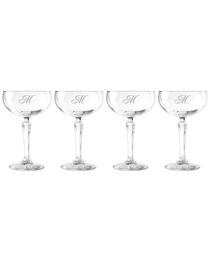 Susquehanna Glass Monogrammed Set Of Four Champlain Cocktail Coupes, (a-z)
