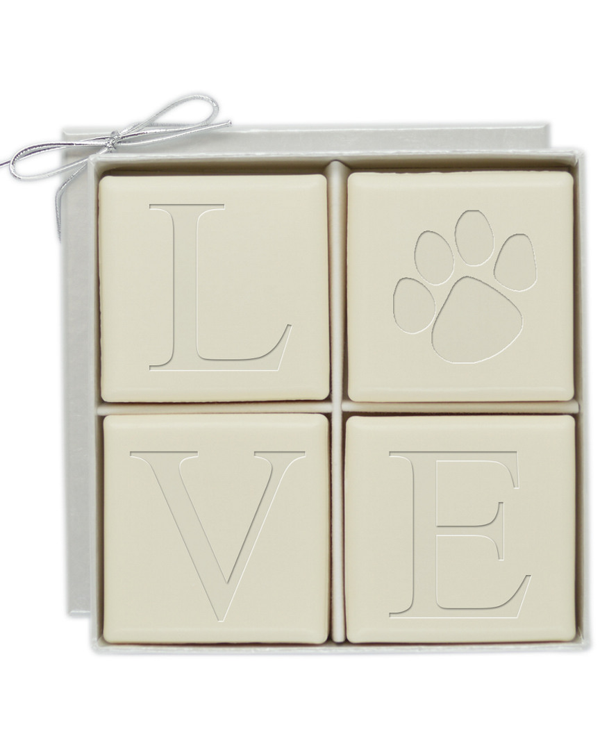 Carved Solutions Eco-luxury Lovepaw 4-bar Soap Set In White