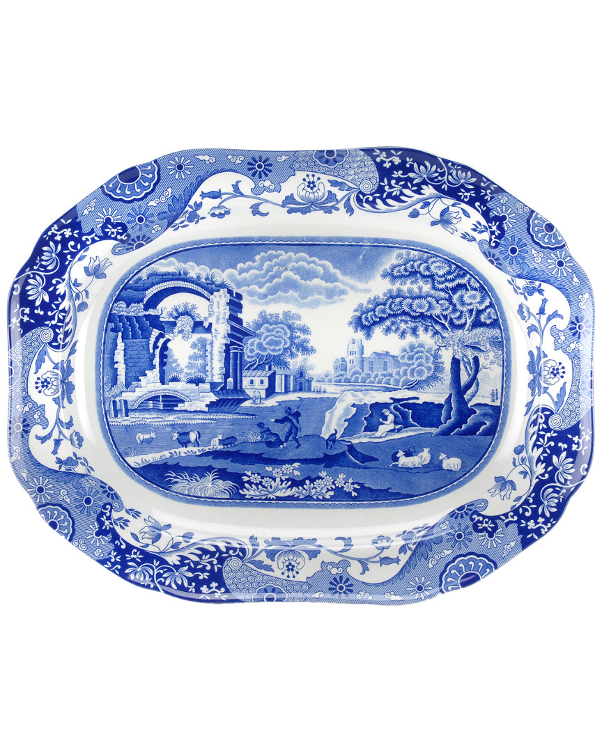 Spode 14in Blue Italian Oval Platter In Multicolor