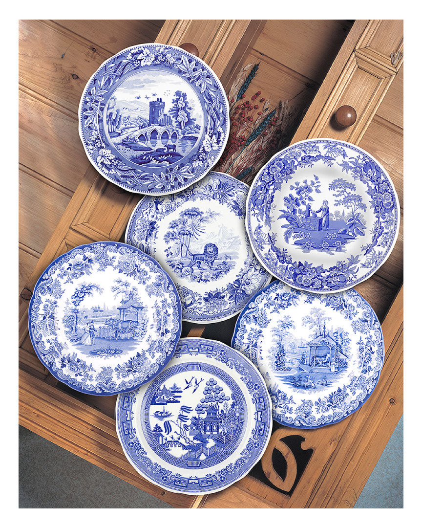 Spode Blue Room Set Of Six 10.5in Traditions Plates In Multicolor