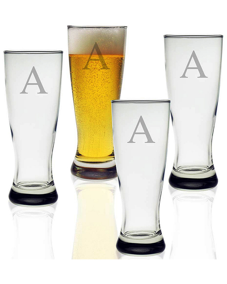 Susquehanna Glass Monogrammed Set Of Four Beer Pilsners, (a-z) In Multicolor