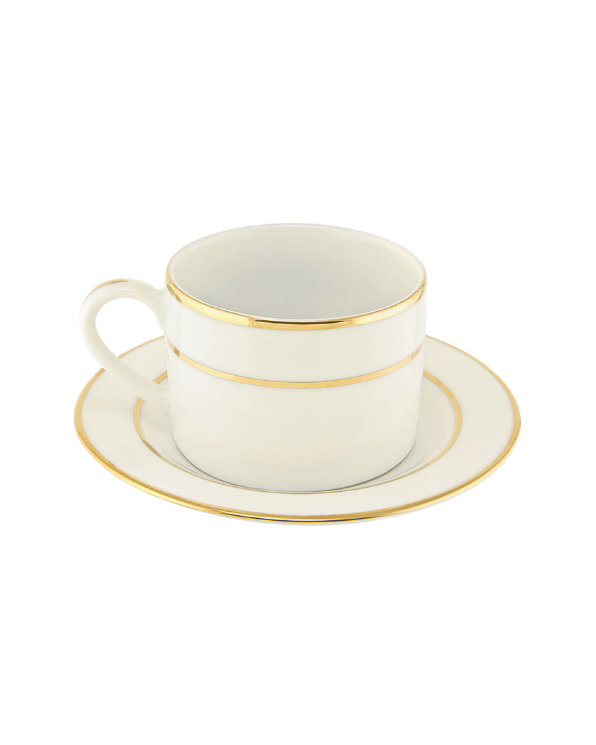 Ten Strawberry Street Double Gold Line Set Of 6 Cups & Saucers