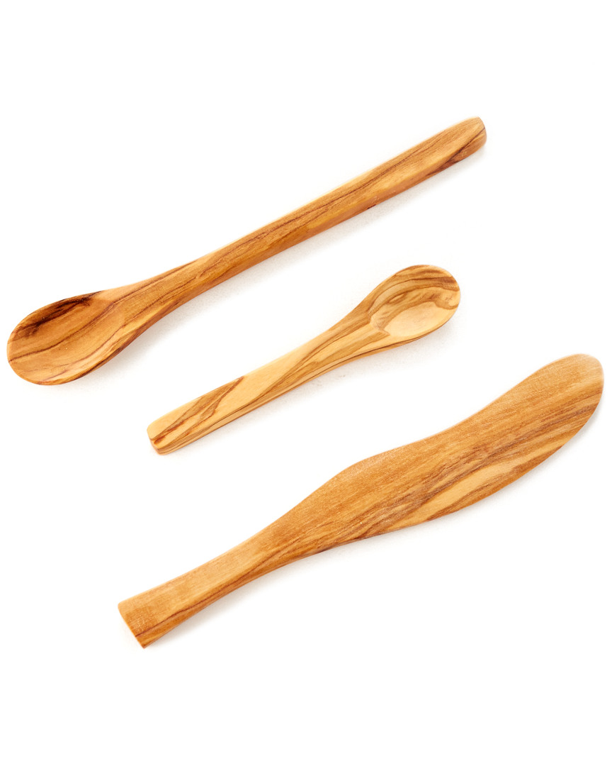 Bella Cucina Artful Food 3pc Olive Wood Utensil Set In Brown