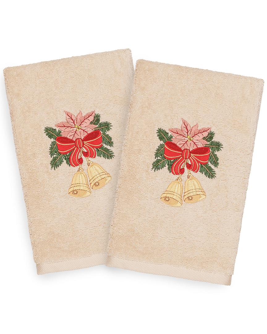 Linum Home Textiles Set Of 2 Christmas Bells Hand Towels