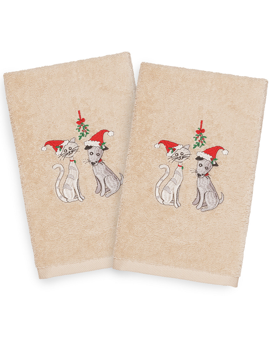 Linum Home Textiles Set Of 2 Christmas Cute Couple Hand Towels