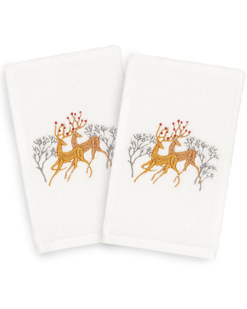 Linum Home Textiles Set Of 2 Christmas Deer Pair Hand Towels