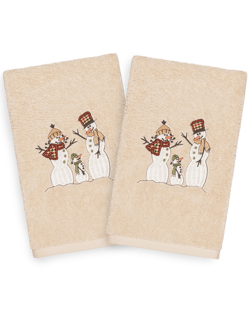 Linum Home Textiles Set Of 2 Christmas Snow Family Hand Towels