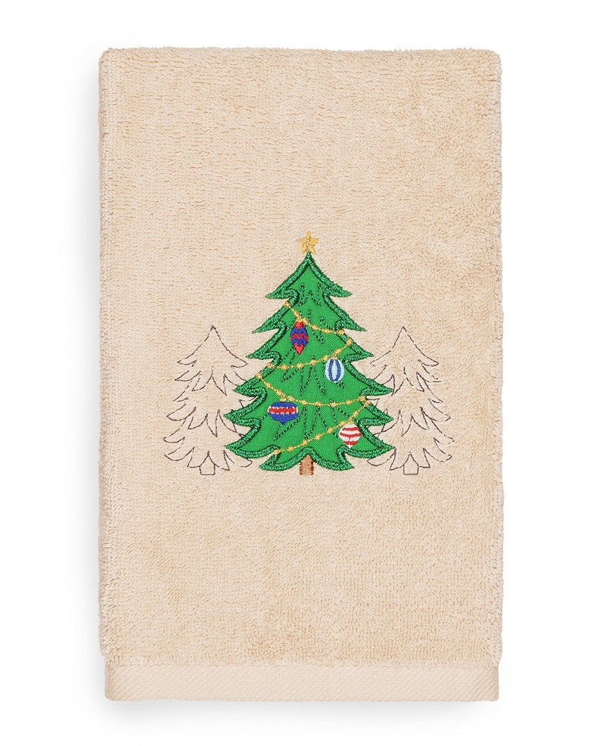 Linum Home Textiles Christmas Three Trees Hand Towel In Brown