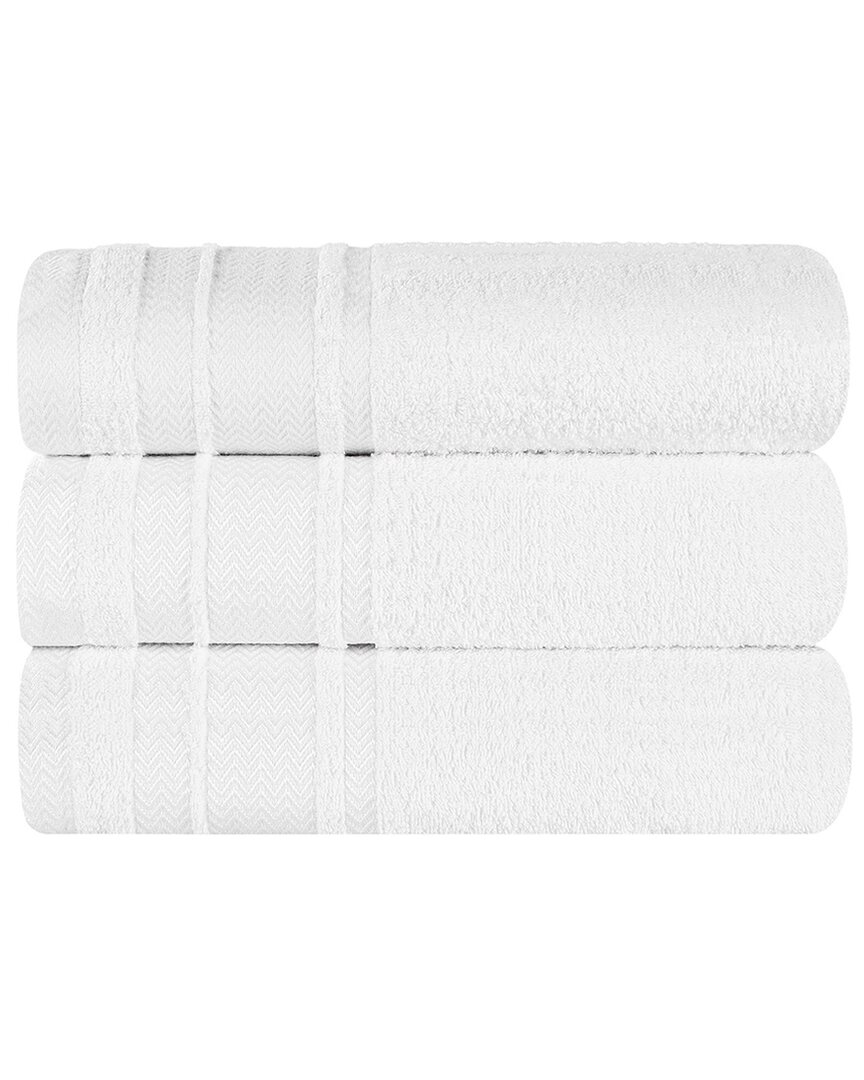 Superior Set Of 3 Zero Twist Cotton Dobby Border Plush Soft Absorbent Bath Towels