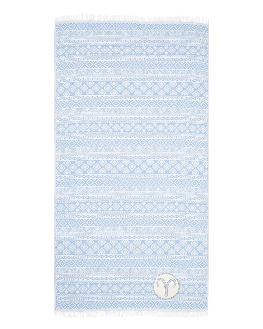 Linum Home Textiles Turkish Cotton Sea Breeze Aries Blue Pestemal Beach Towel
