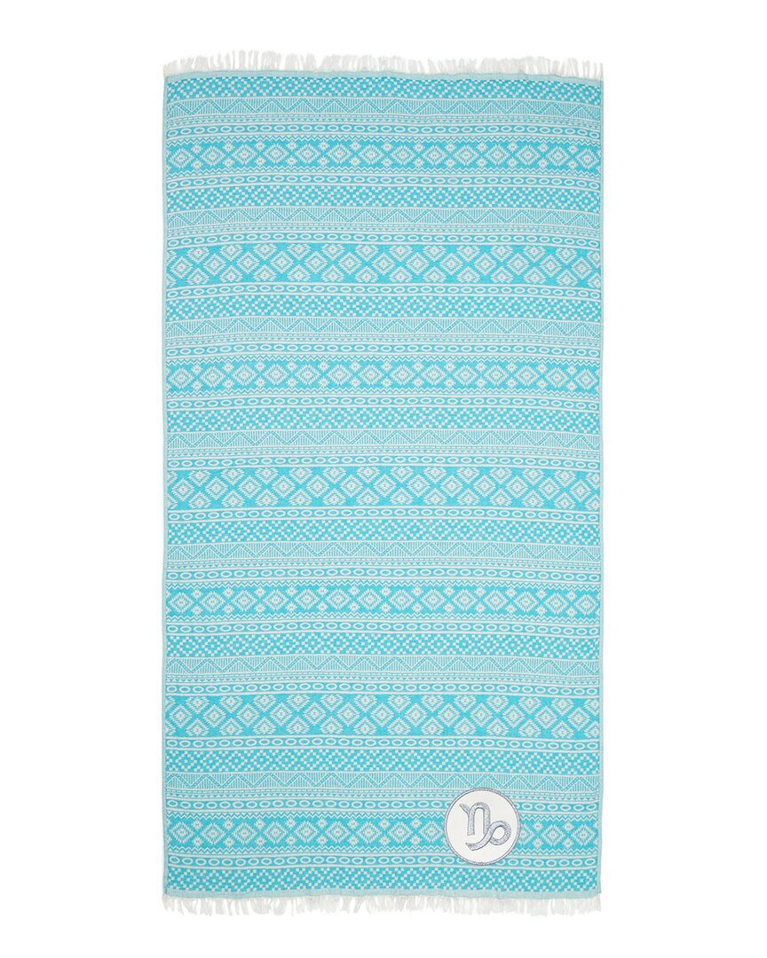 Linum Home Textiles Turkish Cotton Sea Breeze Capricorn Pestemal Beach Towel In Turquoise