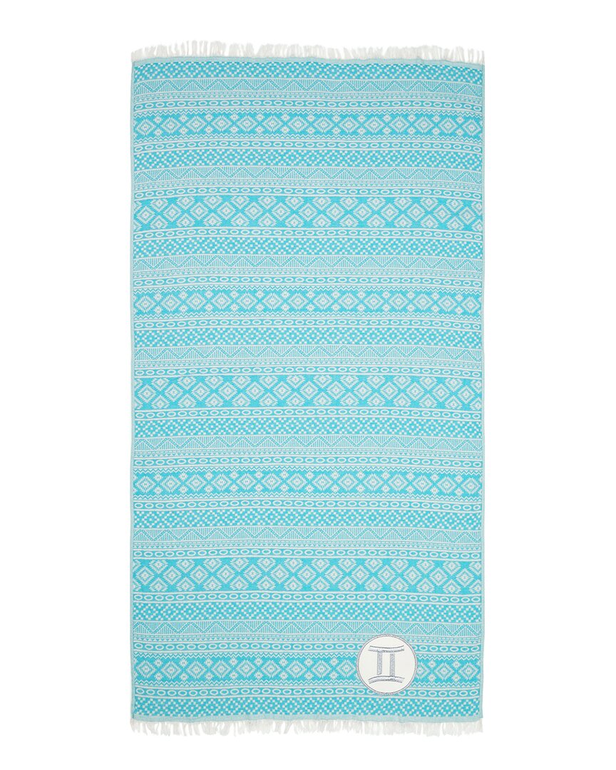 Linum Home Textiles Turkish Cotton Sea Breeze Gemini Pestemal Beach Towel In Turquoise