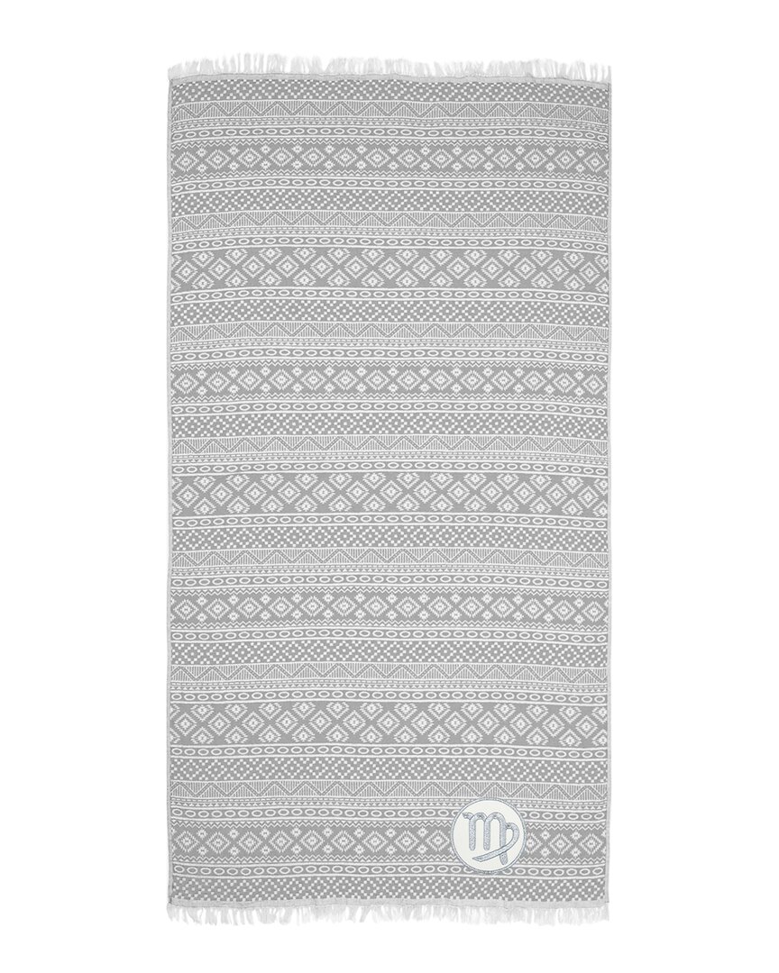 Linum Home Textiles Turkish Cotton Sea Breeze Sagittarius Pestemal Beach Towel In Gray