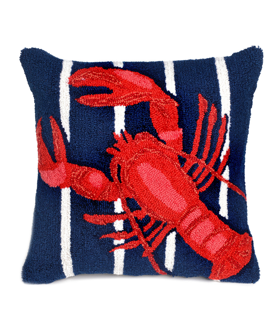 Liora Manne Frontporch Lobster On Stripes Indoor/outdoor Pillow