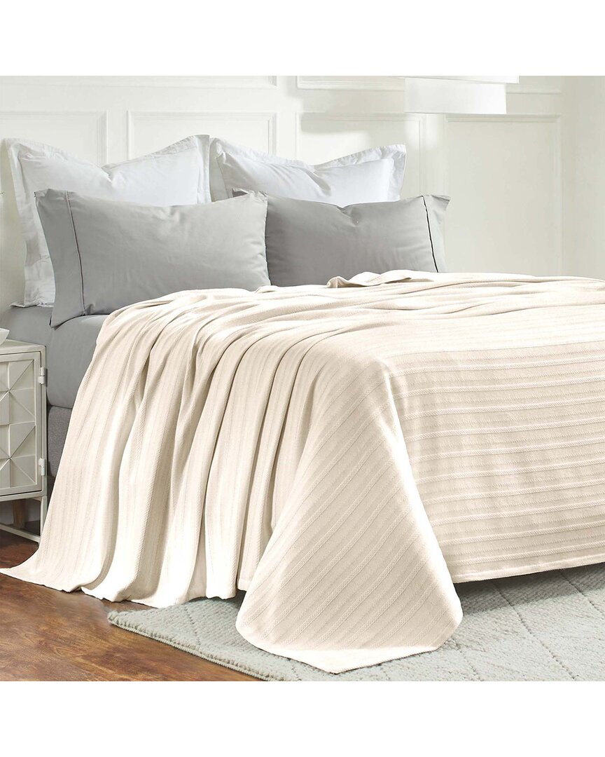 Superior Clara Cotton Textured Striped Lightweight Woven Blanket