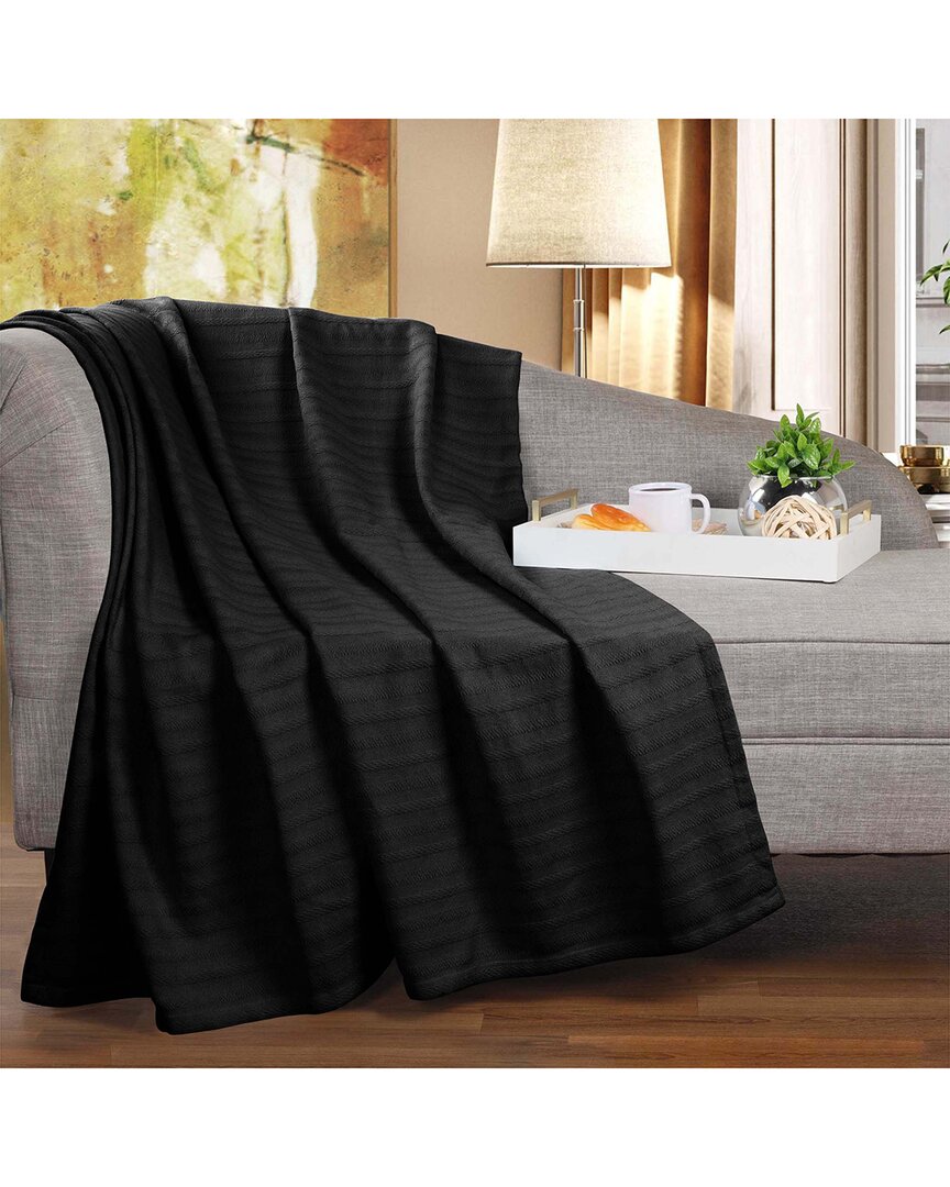 Shop Superior Clara Cotton Textured Striped Lightweight Woven Throw Blanket