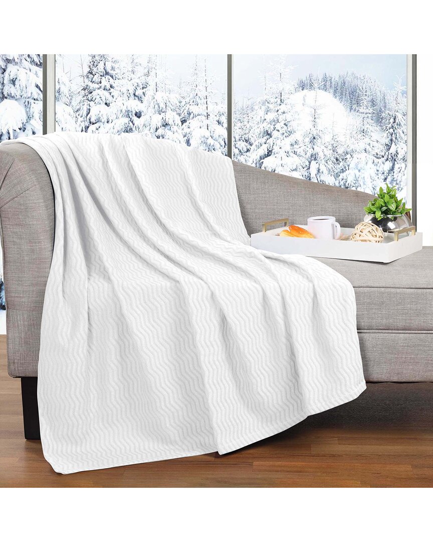 Superior Jena Cotton Textured Chevron Lightweight Woven Throw Blanket