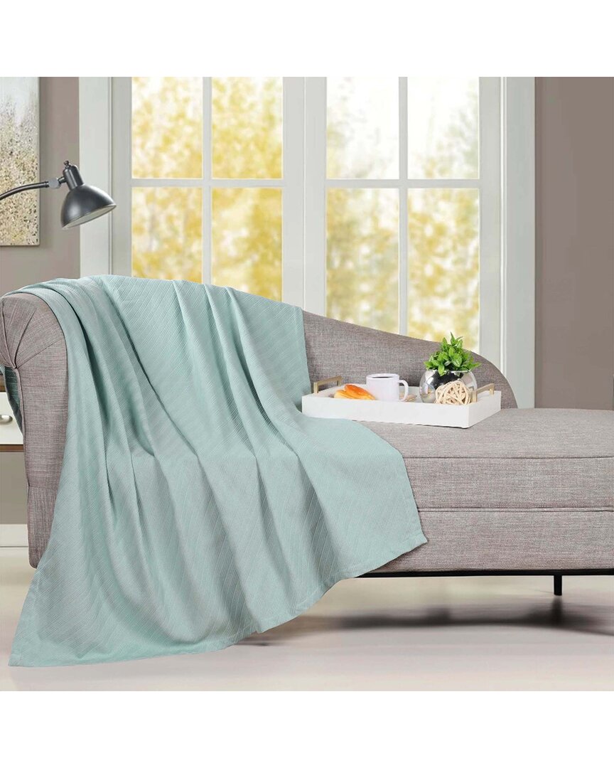 Superior Milan Cotton Textured Striped Lightweight Woven Throw Blanket