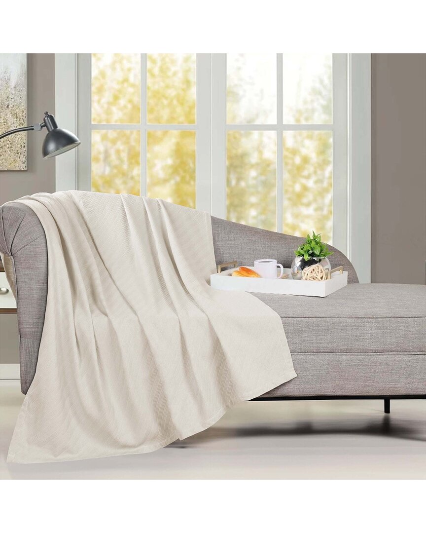 Superior Milan Cotton Textured Striped Lightweight Woven Throw Blanket
