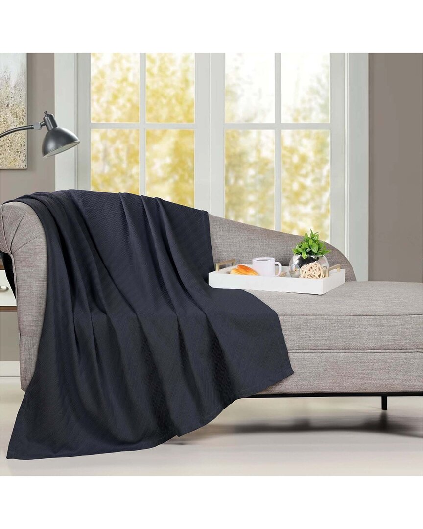 Superior Milan Cotton Textured Striped Lightweight Woven Throw Blanket