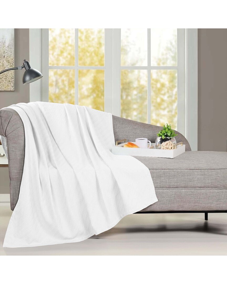 Superior Milan Cotton Textured Striped Lightweight Woven Throw Blanket
