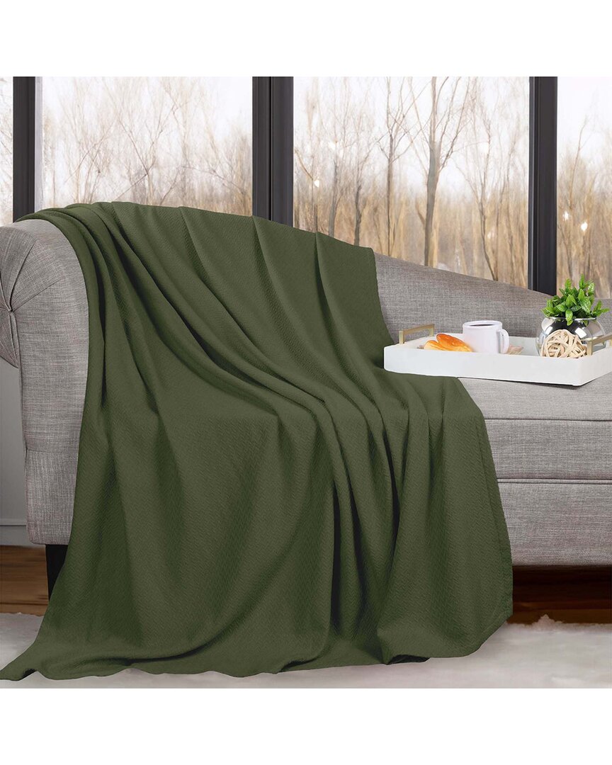 Superior Nobel Cotton Textured Chevron Lightweight Woven Throw Blanket