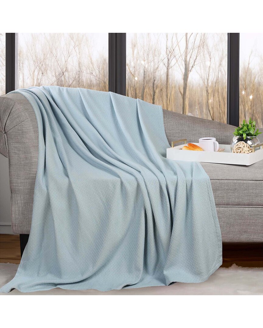 Superior Nobel Cotton Textured Chevron Lightweight Woven Throw Blanket