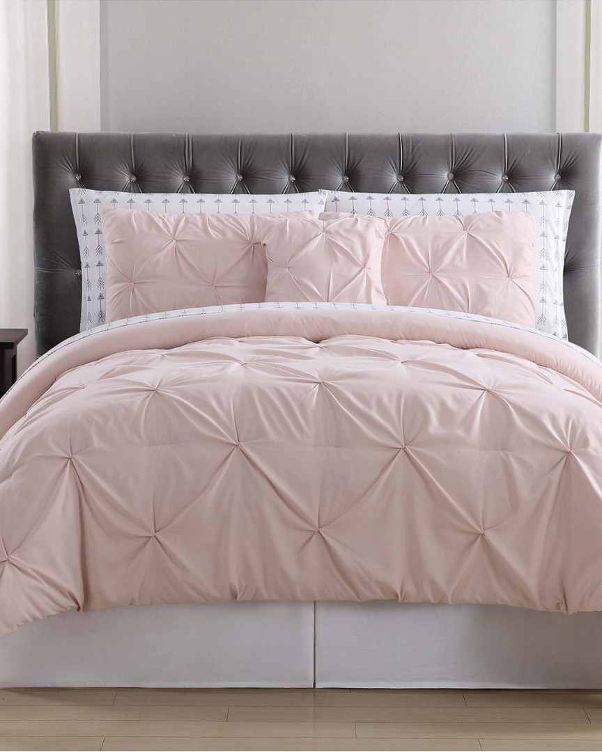Truly Soft Arrow Pleated Blush Bed Comforter Set