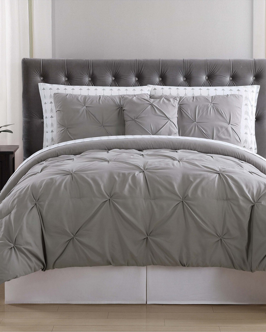 Truly Soft Arrow Pleated Bed Comforter In Gray