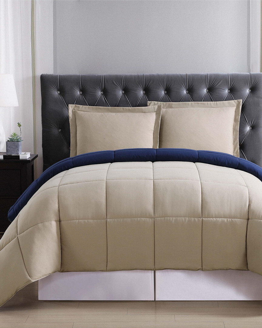 Truly Soft Everyday Khaki And Navy Reversible Comforter Set