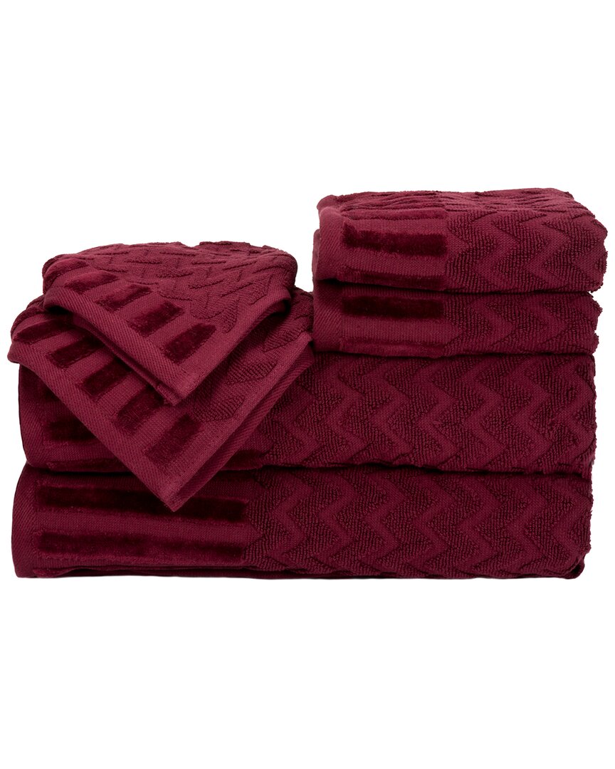 Lavish Home Chevron Egyptian Cotton 6pc Towel Set In Burgundy