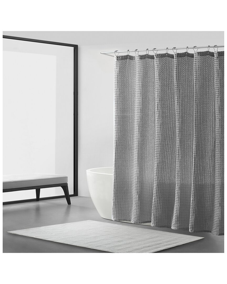 Vera Wang Marled Waffle Shower Curtain In Grey