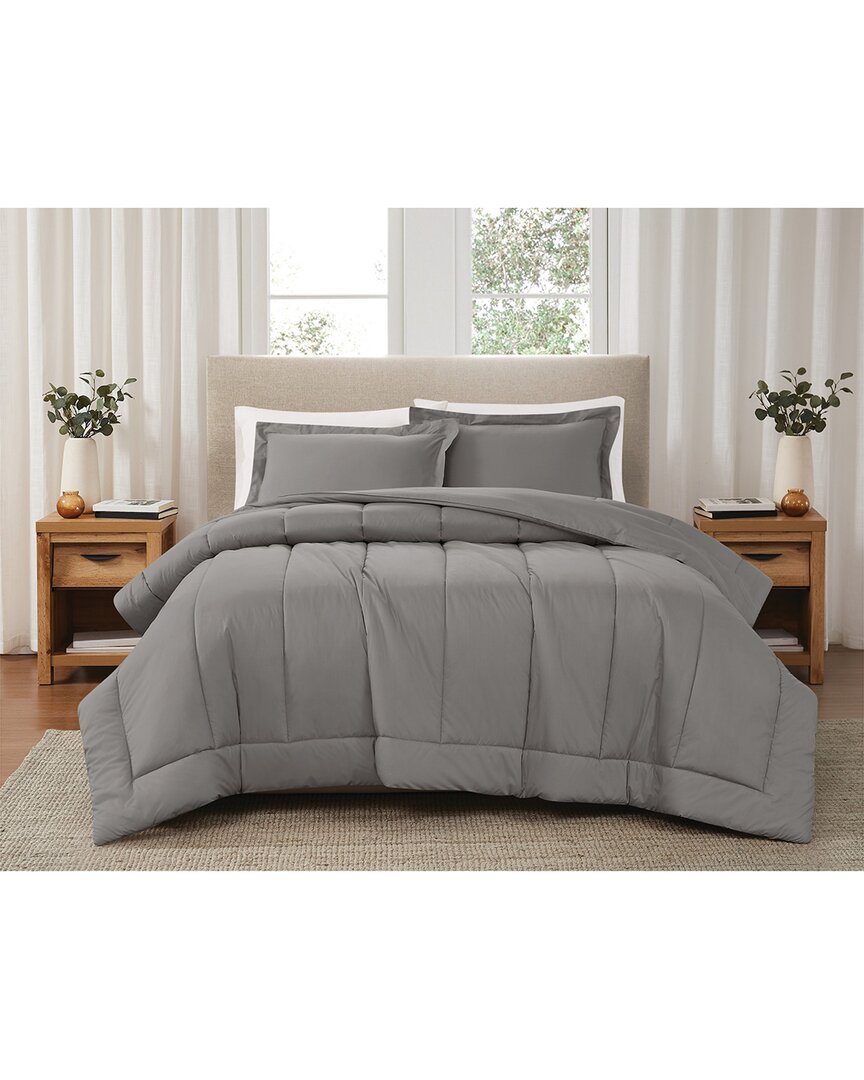 Brooklyn Loom Solid Cotton Percale Comforter Set
