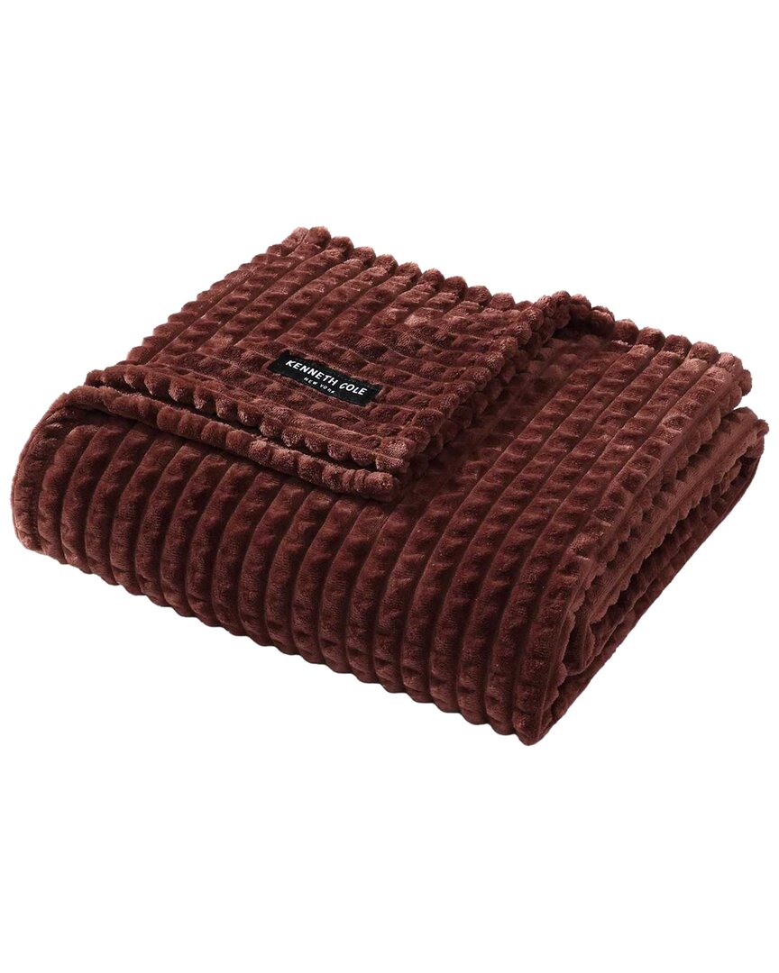 Kenneth Cole New York Kcny Textured Solid Jacquard Plush Reversible Throw Blanket