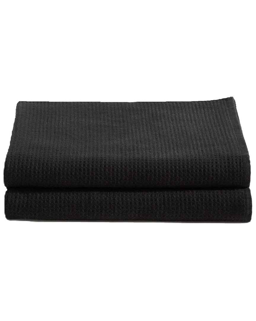 Calvin Klein Eternity Cotton Waffle Bath Towel Set In Black
