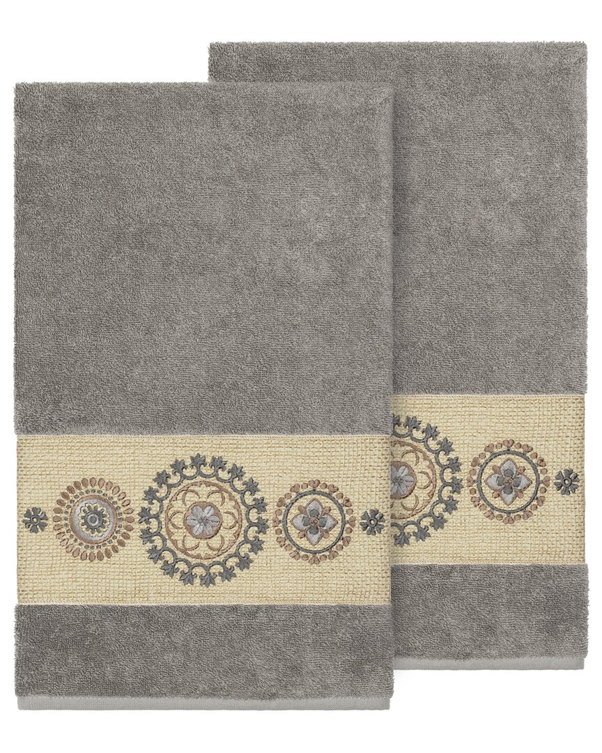 LINUM HOME TEXTILES LINUM HOME TEXTILES ISABELLE TURKISH COTTON 2PC EMBELLISHED BATH TOWEL SET