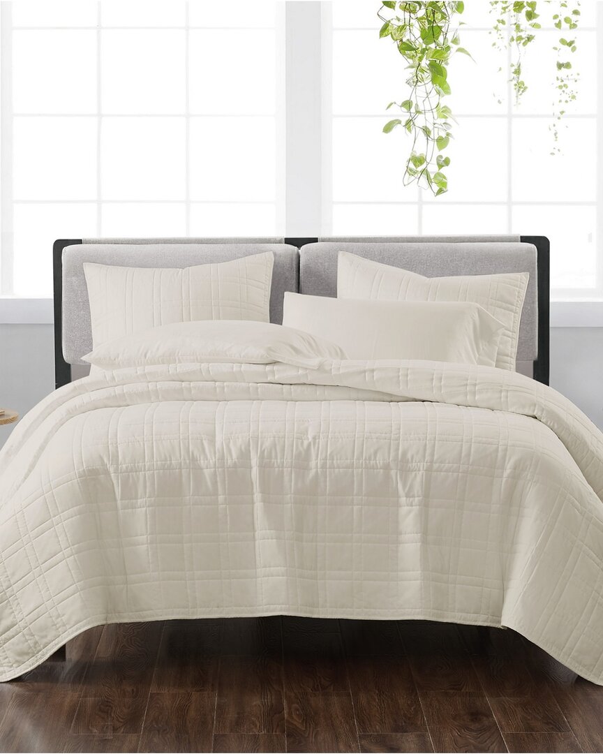 Cannon Solid Ivory 3pc Quilt Set