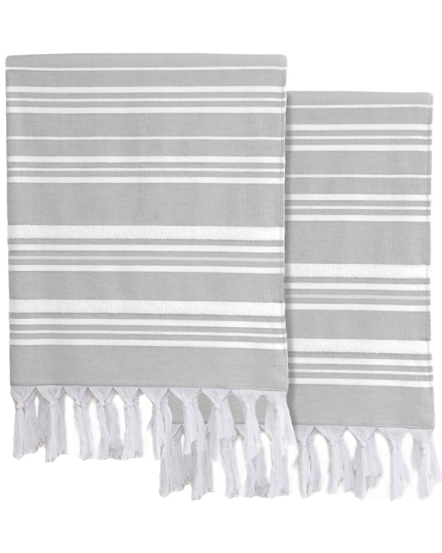 Linum Home Textiles Set Of 2 Ephesus Stripe Turkish Cotton Pestemal Beach Towels