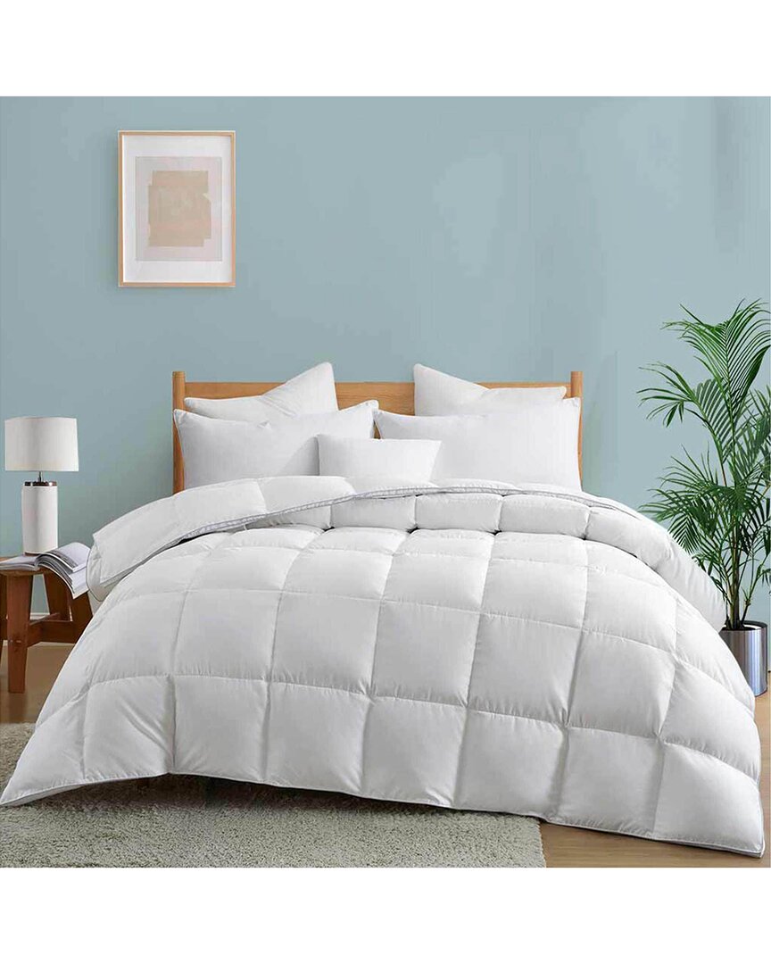 Unikome Medium Weight Extra Soft White Goose Fiber Comforter With Duvet Tabs
